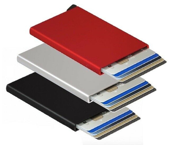 Porta carte di credito ROSSO Alluminio RFID porta tessere Come SECRID VULKIT