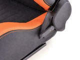 Coppia di sedili sportivi per auto Frankfurt avvolgenti ecopelle nero/arancio