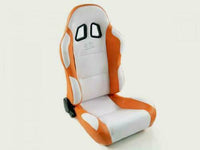 Coppia di sedili sportivi motoristici Miami avvolgenti ecopelle bianco/arancio