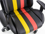 Sedia da gioco e ufficio sportivo con braccioli in similpelle nero rosso giallo
