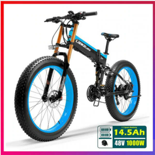 Ebike Bici Eelettrica 1000w 26 pollici pieghevole in lega di alluminio blue