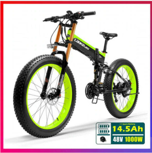 Ebike Bici elettrica 1000w 26 pollici pieghevole in lega di alluminio verde Fluo