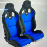 Coppia di sedili sportivi per auto Columbus blu/nero con binari scorrimento